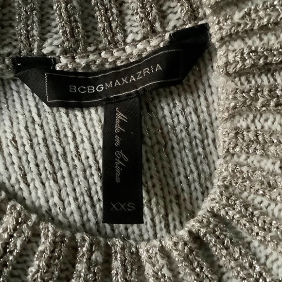 BCBG MaxAzria Metallic Gold Cold Shoulder Sweater - Picture 5 of 7